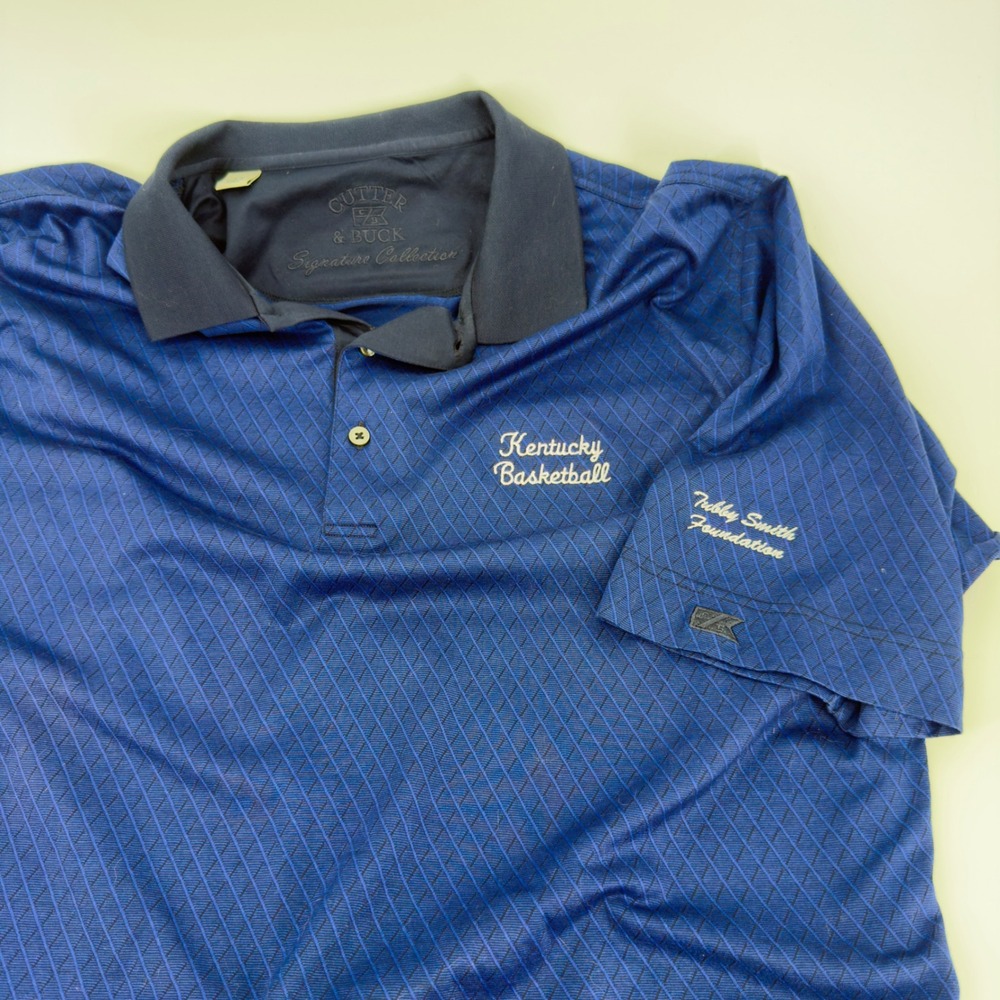 Cutter & Buck Kentucky Basketball Tubby Smith Foundation Polo Shirt Blue Mens L